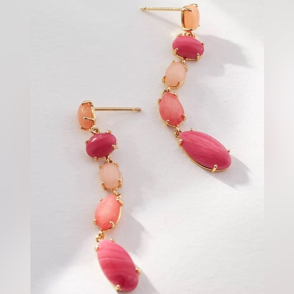 Anthropologie Jewelry - NWT ANTHROPOLOGIE Stone Drop Earrings Pink Peach Gold